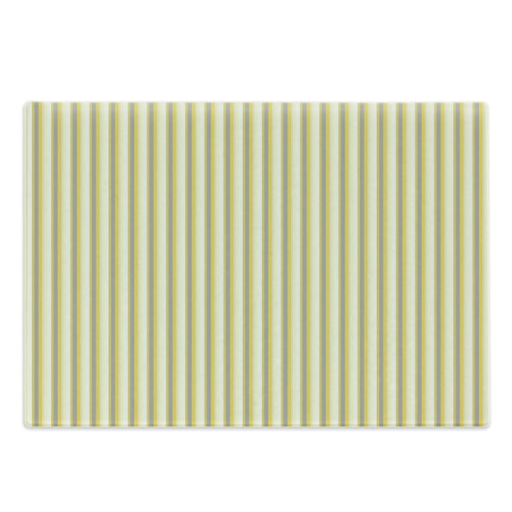 Yellow Cutting Board, Classical Pattern with Vertical Stripes in Retro Style in Pastel Colors, Decorative Tempered Glass Cutting and Serving Board, Large Size, Yellow Grey Coconut, by Ambesonne