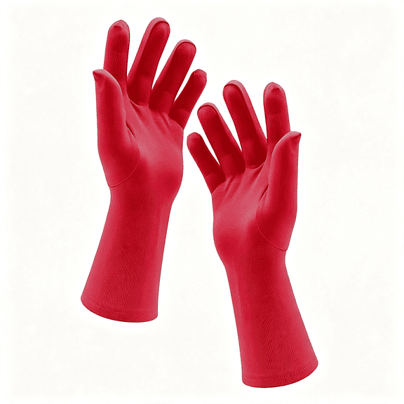 TELOLY Men'S and Women'S Wrist Length Stretchy Spandex Gloves Costume Banquet Wedding Party Short Gloves Red Gloves