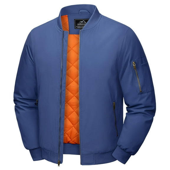 TACVASEN Mens Bomber Jackets Long Sleeves Classic for Male lack M