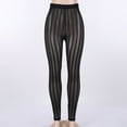 thumbnail image 3 of Women Mesh Striped Long Pants Slim Leggings Trouser Sheer Party Swimwear, 3 of 5