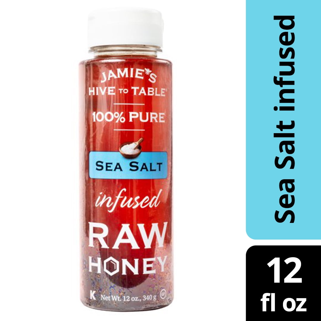 Jamie's Hive to Table Sea Salt Infused Raw Honey Pure Honey 12 oz