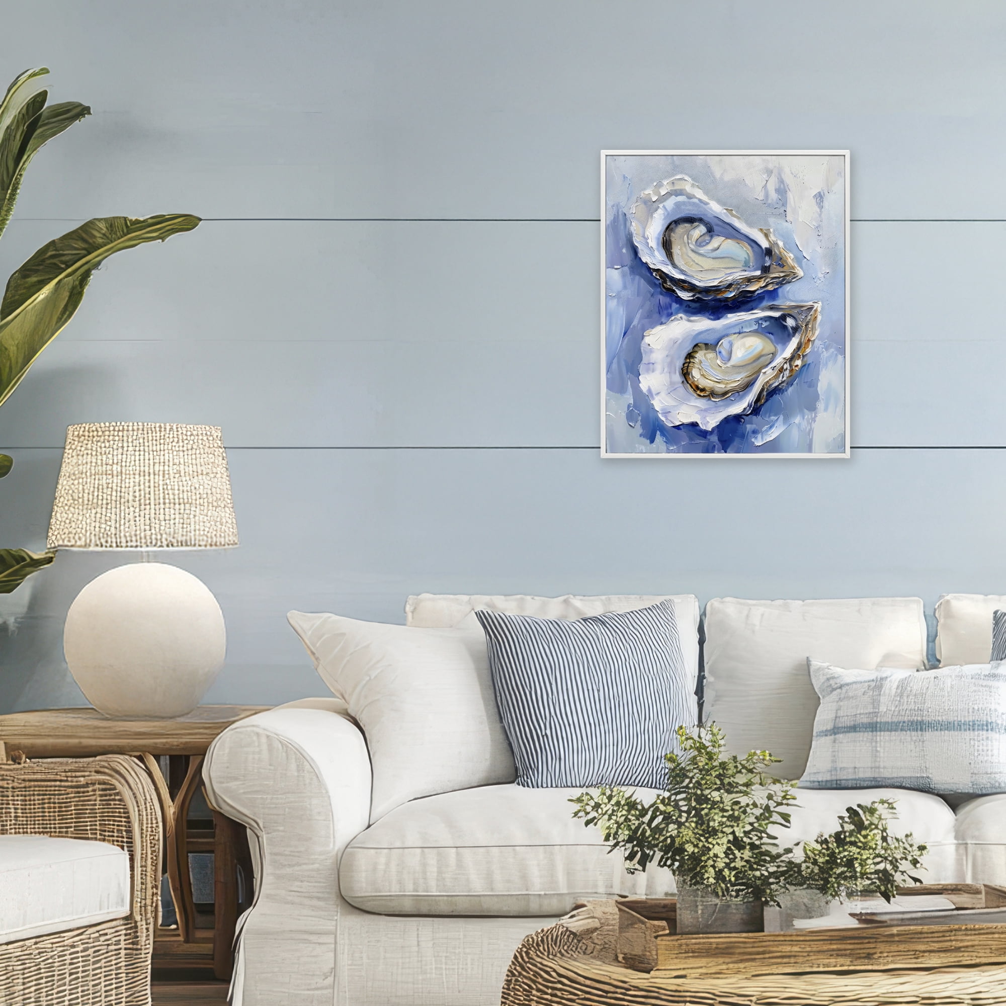 Stupell Industries Oysters On The Half Shell White Framed Giclee Art, design by Creative Studio