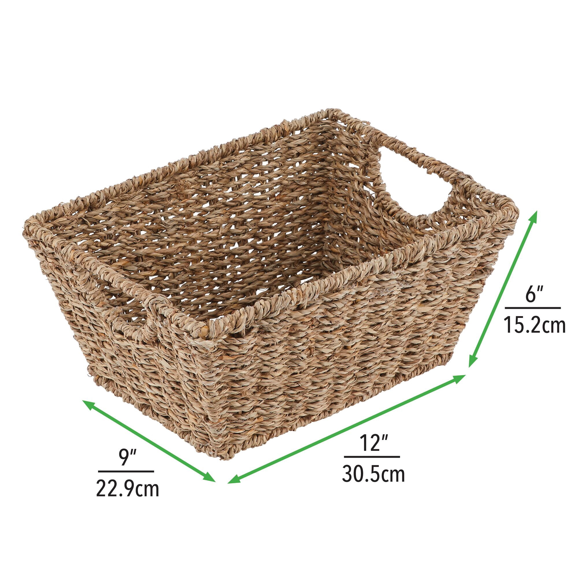 mDesign Woven Seagrass Nesting Kitchen Storage Basket Bins, 4 Pack - Natural/Tan