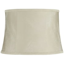 Springcrest 14" Top x 16" Bottom x 11" H x 11" Slant Print Lamp Shade Replacement Wimberley Beige Drum Softback Washer Harp Finial