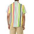 thumbnail image 3 of MODA NOVA Big & Tall Men's Striped Short Sleeves Button Down Hawaiian Shirt Yellow Gray L, 3 of 5