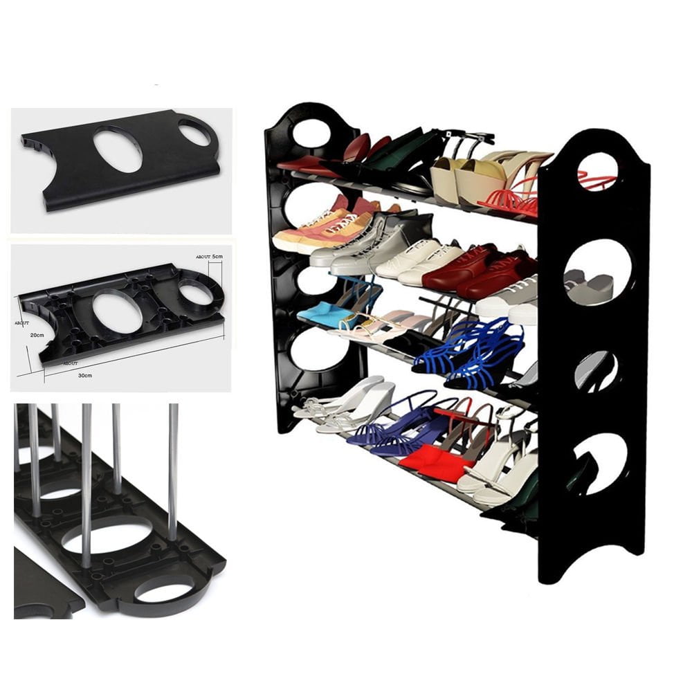Lowestbest 4-Tier 20 Pairs Shoe Racks, Iron and PP, Black and White Lowestbest 4-Tier 20 Pairs Shoe Racks, Iron and PP, Black and White