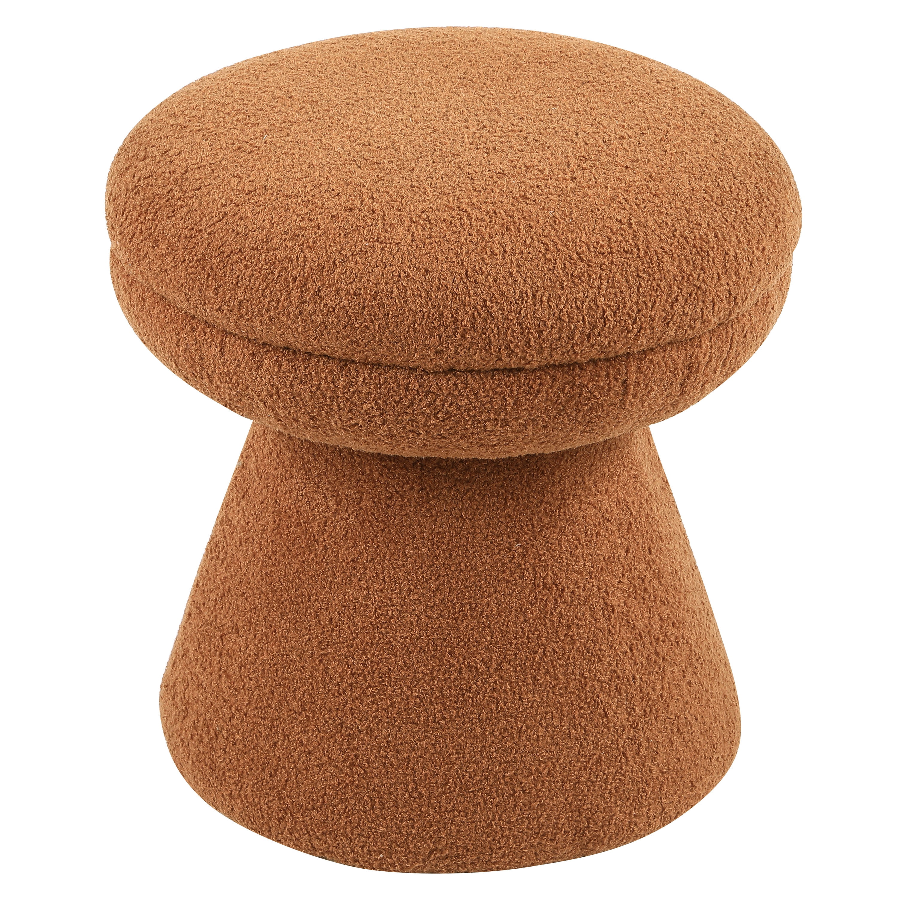 Furniture of America Thia Modern 17.5" Upholstered Mushroom-Shape Design Stool, Saddle Brown