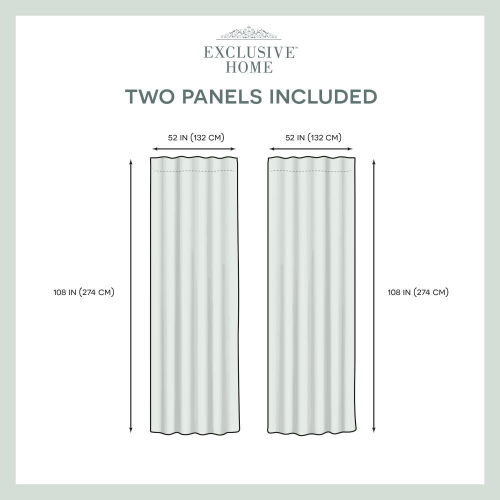 Exclusive Home Velvet Heavyweight Light Filtering Hidden Tab Top Curtain Panel Pair, 52"x108", Navy