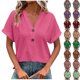 thumbnail image 1 of Camisa para mujer,Camiseta de cuello en V para mujer, blusa informal de manga corta, mezcla de poliéster y elastano, tejido suave y transpirable, ideal para uso diario y en casa, sopatenor, 1 of 8