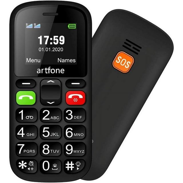 Artfone CS181 GSM Teléfono Móvil para Personas Mayores Libre con Teclas Grandes, Botón SOS Dual SIM y Linterna, Radio FM, Linterna - Negro Rojo Verde