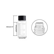 10ml Clear Glass Bottles Vial with Scale Write Patch Clear Liquid Sampling Sample Screw Cap Empty Lab Vials Black Plastic Cap,50pcs