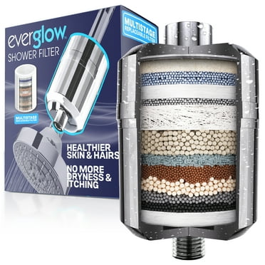 Everglow Shower Filter Shower Head Filter for Hard Water High Output Replaceable Multistage Remove Chlorine Fluoride