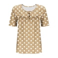 thumbnail image 4 of Jalioing Women's Short Sleeve Shirt Oversized Pleated Crew Neck T Shirt Plus Size Print Pullover Tee Summer, 4 of 6