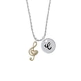 thumbnail image 2 of Delight Jewelry Goldtone Large Clef with Heart Silvertone Script Initial Disc - C - Charm Necklace, 20"+3", 2 of 4