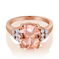 thumbnail image 2 of Gem Stone King 9.60 Ct Peach Nano Morganite White Created Sapphire 18K Rose Gold Plated Silver Ring (Size 5), 2 of 4