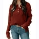 thumbnail image 1 of Blusa de mujer con botones, manga larga, hombros caídos, moda transpirable, blusa de corte informal para mujer, rojo vino S, 1 of 6