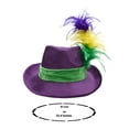 thumbnail image 3 of Velvet Mardi Gras Fedora Hat Gold Fleur De Lis And Feather Costume Accessory, 3 of 6
