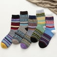thumbnail image 2 of Aoochasliy Christmas Fuzzy Socks Clothes 5 Pack Womens Socks Vintage Winter Soft Warm Cold Knit Wool Socks, 2 of 9