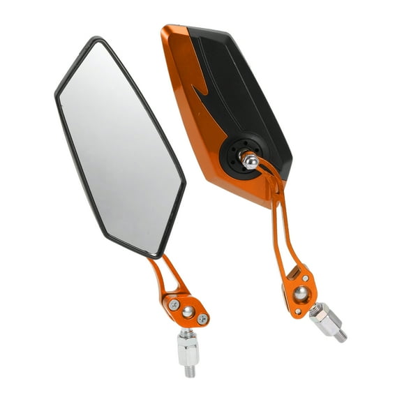 Unique Bargains Universal Motorcycle Rear View Mirrors Adjustable Side Rearview Mirror Aluminum Alloy Plastic 1 Set Black Orange M8/M10 Polygonal Shape