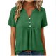 thumbnail image 1 of Tops de Manga Corta para las Mujeres Loose Fit V Cuello Botón Blusa Casual Ligero Verano, 1 of 9
