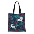 thumbnail image 1 of JSDART Canvas Tote Bag Fairy Magic Pattern Unicorns and Christmas Plants Berries the Reusable Shoulder Grocery Shopping Bags Handbag, 1 of 1