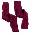 thumbnail image 4 of Women's Cable Knitted Thigh High Socks Extra Long Boot Socks Over Knee Leg Warmers Soft Winter Knit Stockings(Wine), 4 of 4