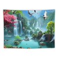 thumbnail image 5 of Orinice Nature Tapestry Wall Hanging, Mountain Forest River Landscape Tapestry Home Decor, Fairy Tale World Cherry Blossom Scene Aesthetic Tapestry for Bedroom Living Room  50x40inch, 5 of 6