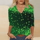 thumbnail image 1 of TaTaai Women's St. Patrick's Day Printed T-Shirt V-Neck 3/4 Sleeve Loose Fit Casual Top Irish Festival Design Spring Holiday Blouse Gift, 1 of 5