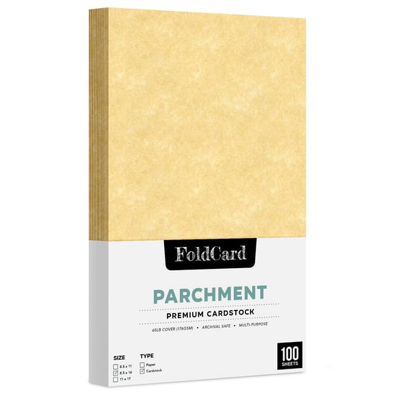 New Champagne Stationery Parchment Recycled Cardstock Paper | 65lb Cover (176gsm) Card Stock | 8.5” x 14” inches | 100 Sheets per Pack