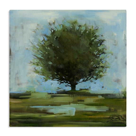 Stupell Industries Contemporary Large Round Tree Abstract Landscape Canvas Art, 17 x 17, by Liz Jardine