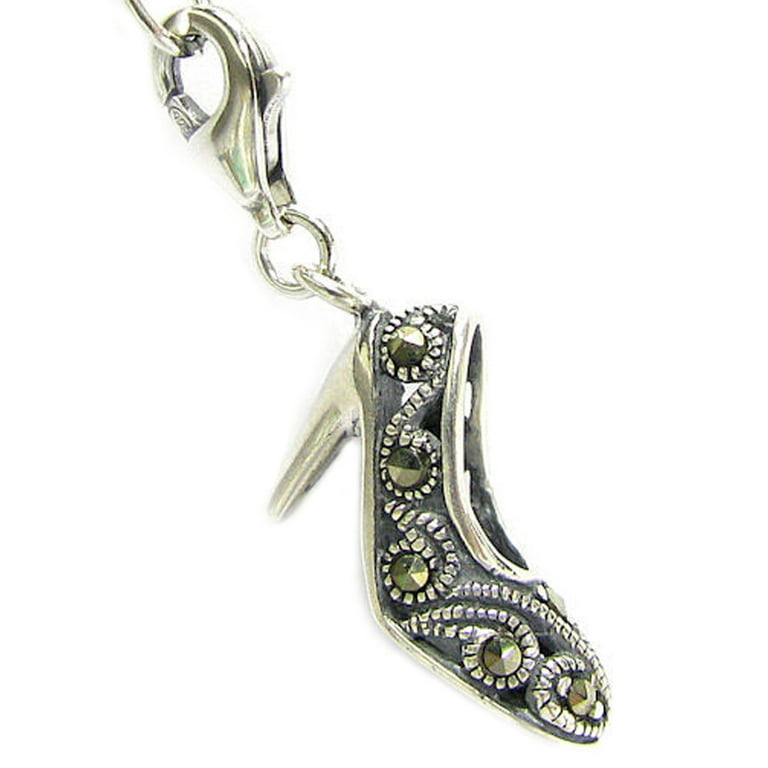 Sterling Silver Round Clasp With Marcasite, S925 Silver Claw
