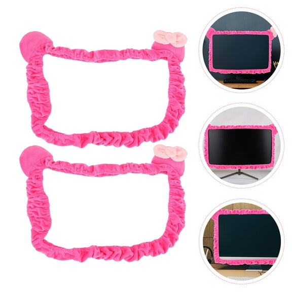 QIFULL 2Pcs Elastic Monitor Cover Rosy Color Protective Dust Cover for Pc