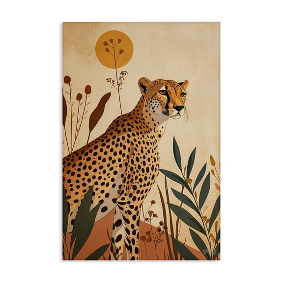 Stupell Industries Cheetah & Boho Plants Animals & Insects Painting Gallery Wrapped Canvas Art Print Wall Art, 16 x 24