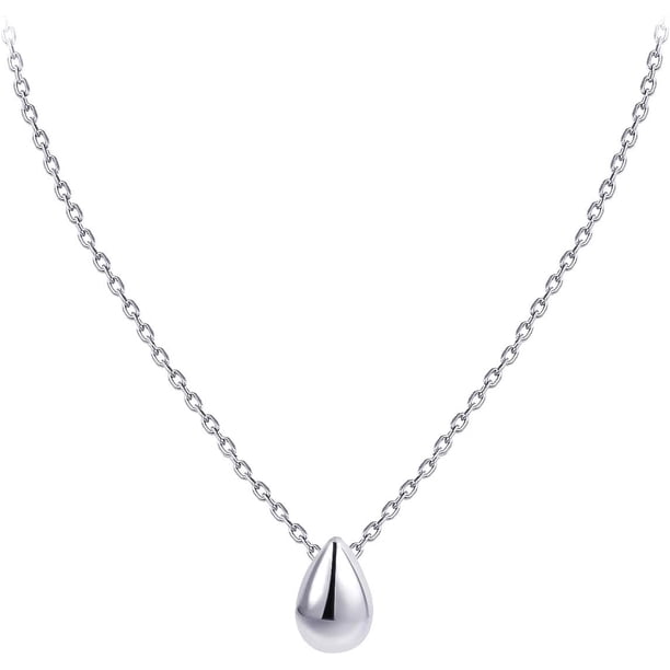 Tiny Collar con Colgante de lágrima de Plata de Ley con Delicada Capa Minimalista