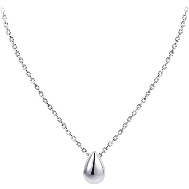 Tiny Collar con Colgante de lágrima de Plata de Ley con Delicada Capa Minimalista