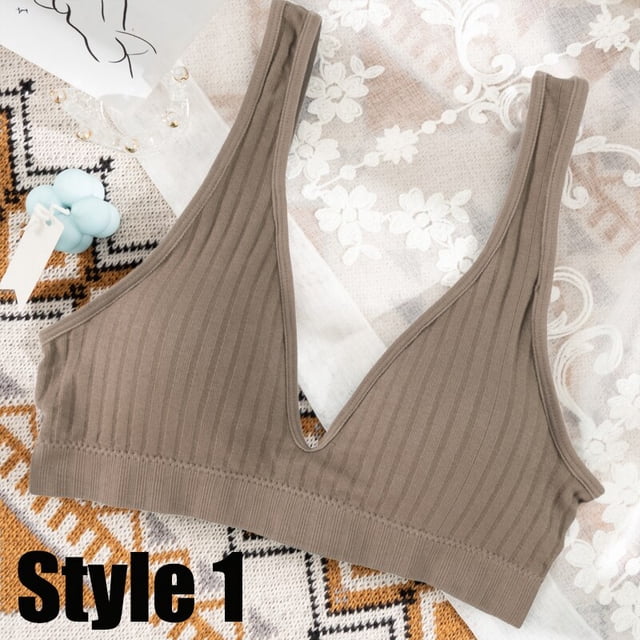 Sujetador sin costuras Sujetadores deportivos para mujer Sujetador de inmersión Top Mujer Espalda descubierta Deep V Lencería sexy Mujer Ropa interior Rib Bralette Tan Jianjun unisex