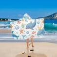 thumbnail image 2 of Yayeee Kids Hooded Towels Toddler Soft Absorbent Beach Bathing Wrap 50" x 23.5", Blue Ocean, 2 of 5