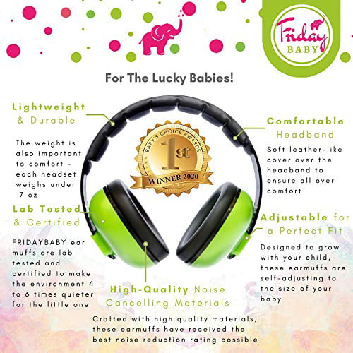 Baby Headphones Noise Reduction for Concerts Fireworks & Travels Fridaybaby Baby Ear Protection - Comfortable and Adjustable Baby Ear Muffs Noise Protection for Infants & Newborns 0-2+ Years 