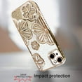 thumbnail image 4 of For Apple iPhone 15 /6.1" Luxury Floral Design Sparkle Glitter Diamond Crystal Rhinestone Shimmer Bling Plating Thick TPU Hard PC Cover, XPM Phone Case [Flower Gold], 4 of 10