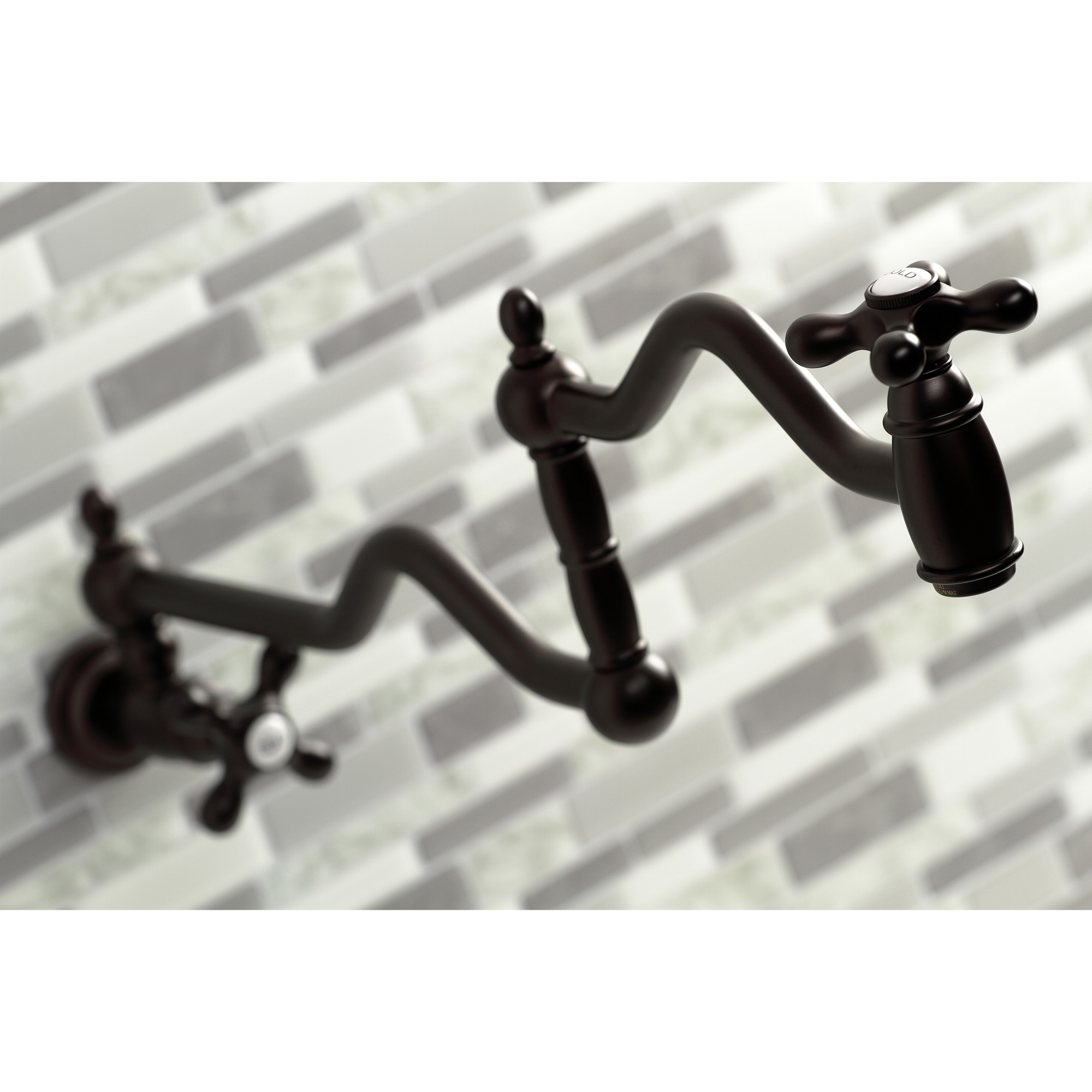 Kingston Brass KS2105AX Heritage Two-Handle 1-Hole Wall Mount Pot Filler Faucet in Oil Rubbed Bronze