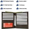thumbnail image 5 of Extra Capicity RFID Blocking Bifold Hipster Credit Card Wallet Premium Leather Brown, 5 of 6