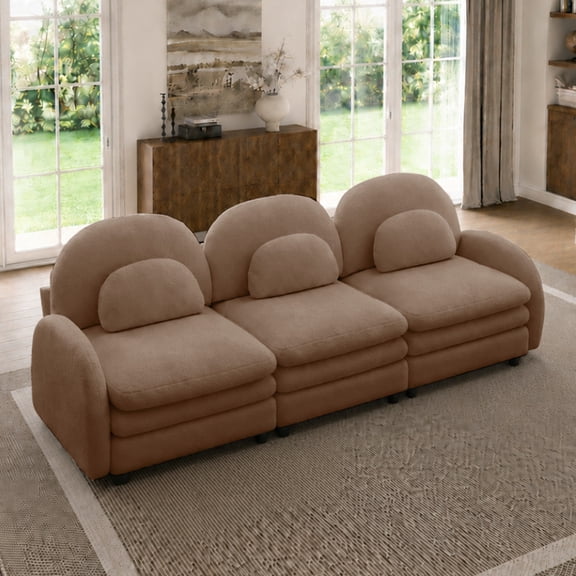 Soft Coffee Fabric Sofa for Living Room, Camel, cushion