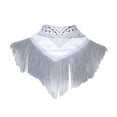 thumbnail image 3 of SWSMCLT Women's Shawl Square Headband Fringe Bandana Lightweight Disco Bachelorette Western Cowgirl Scarf with Tassel Party Decorations Tribal Face Cover White One Size, 3 of 4