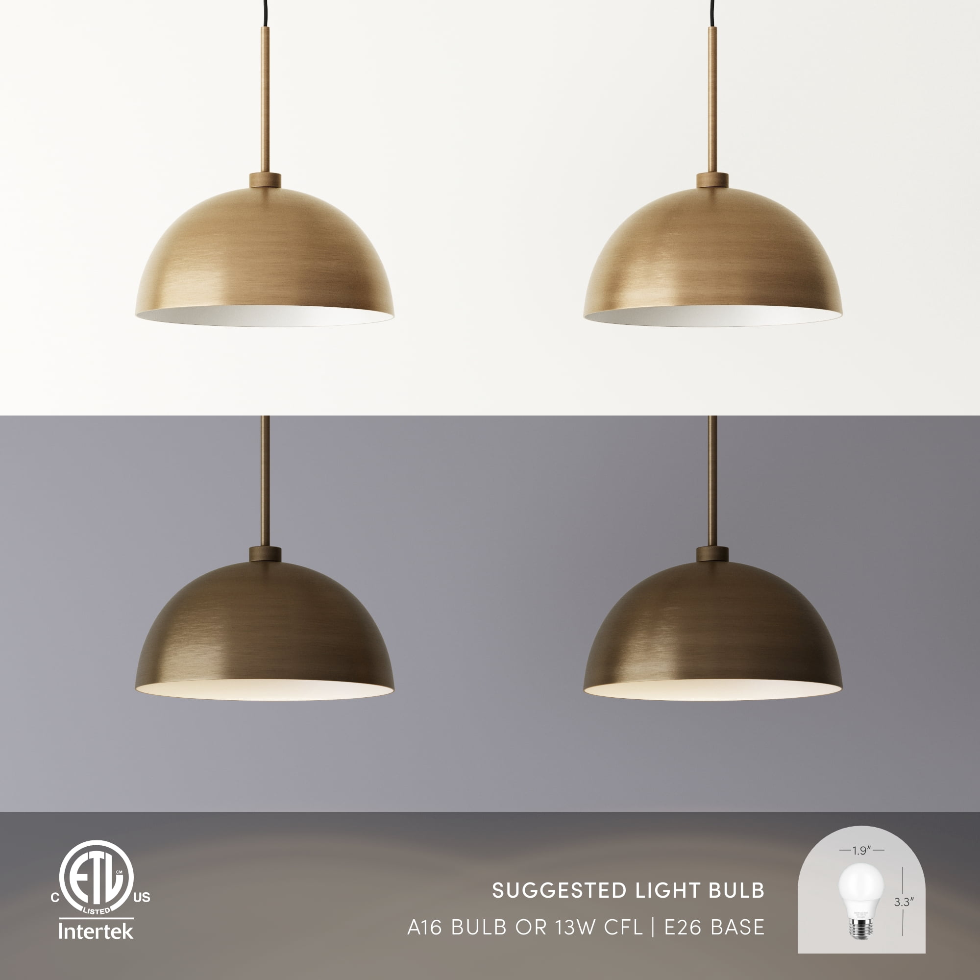 Nathan James Percy Modern 2-Light Pendant Island Light Fixture, Brass Hanging Lights with Gold Metal Shade and Adjustable Cord