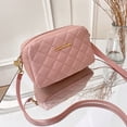 thumbnail image 5 of Bolso Bolso bandolera de hilo de cuero PU para mujer Bolso bandolera con entramado de diamantes (rosa), 5 of 5