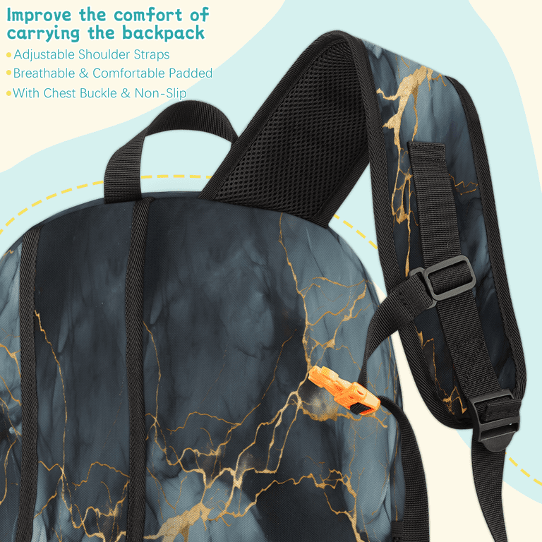 Herdesigns Black Marble Laptop Backpack for Women Men, 18.3 