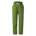 thumbnail image 3 of Gibobby pantalones de mujer Pantalones de algodón y lino elásticos con cordón informal suelto para mujer (Verde, XXL), 3 of 4