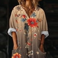 thumbnail image 6 of TaTaai Women's Spring Summer Print Dress 3/4 Sleeve V-Neck Irregular Hem Pockets Loose Casual Long Midi Dress for Daily Home Beach Wear Gift, 6 of 7