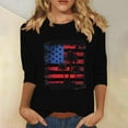 thumbnail image 2 of FAVIPT American Flag Shirt for Women Casual Loose Summer 2025 Shirts 4th of July Stars and Stripes Print Tees 3/4 Sleeve Round Neck Shirts Black,XXL, 2 of 3