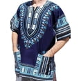 thumbnail image 1 of MAWCLOS Men T Shirts Tribal Festival Summer Tops African Print Dashiki T-Shirt Mens Loose Fit Tee Daily Wear Blouse Light Blue 2XL, 1 of 2